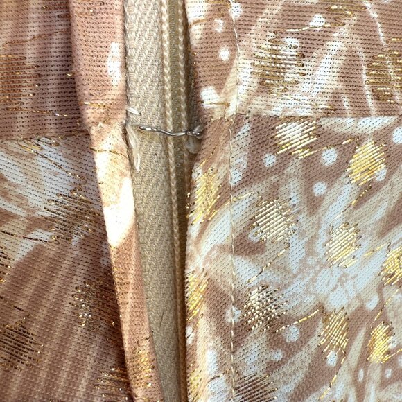 VTG Nancy Greer Dress Gold Metallic Mock Neck Sz 12 Thanksgiving Fall Floral 60s - Picture 8 of 9